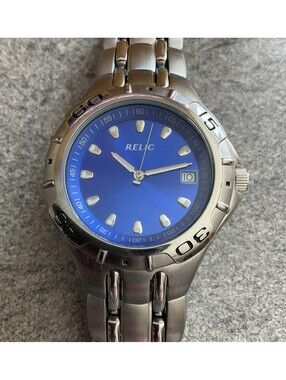 Relic By Fossil Mens Watch 39mm Stainless Steel Case And Band Blue Dial PR6116 S